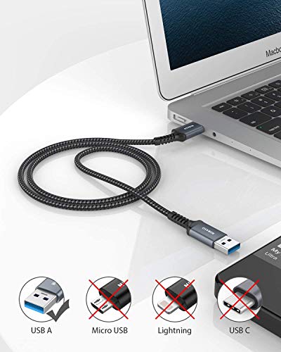NIMASO USB A ל- USB A 3.0 כבל 2 חבילה [6.6ft+6.6ft], כבל USB ל- USB, USB זכר לזכר כבל כפול קצה כפול תואם לכונן